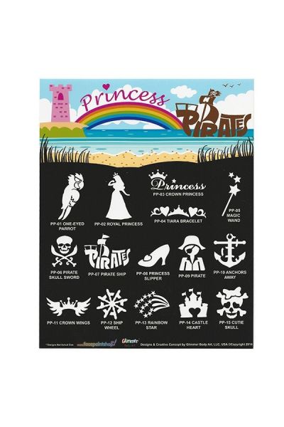 Juego de plantillas Glimmer Princesas y Piratas con póster