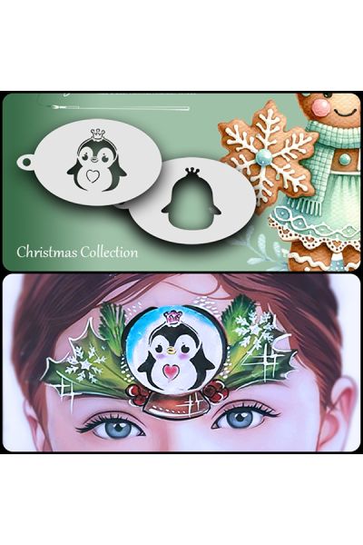 Facepainting Stencil Pingüino de Navidad