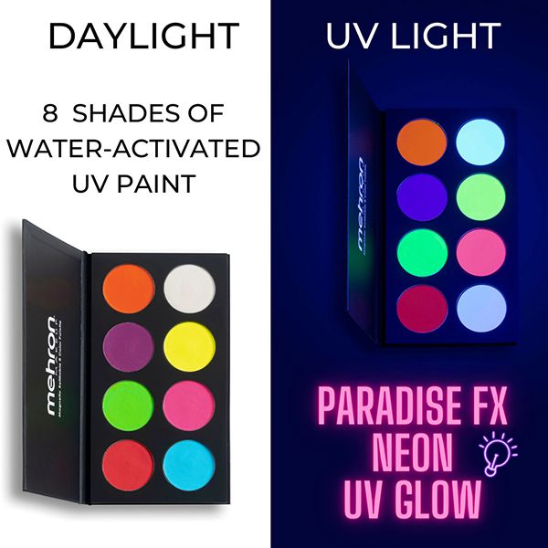 Paradise Makeup AQ - Paleta de 8 colores - Neon UV Glow