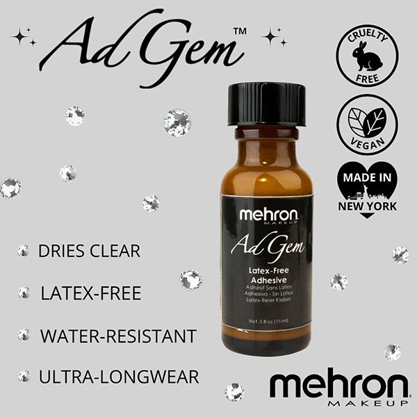 Mehron Adgem - Adhesivo sin látex 15ml