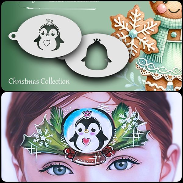 Facepainting Stencil Pingüino de Navidad