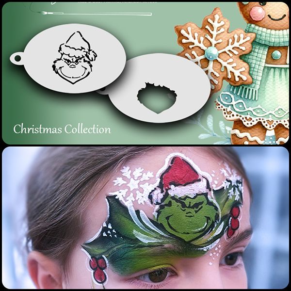 Plantilla para pintar la cara del Grinch de Navidad