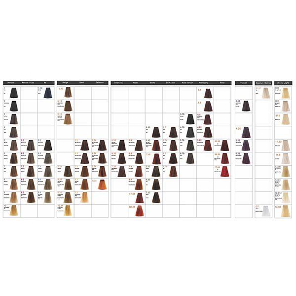 La carta de colores de los tintes Toujours