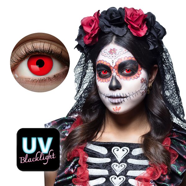 Lentes rojas con flash UV