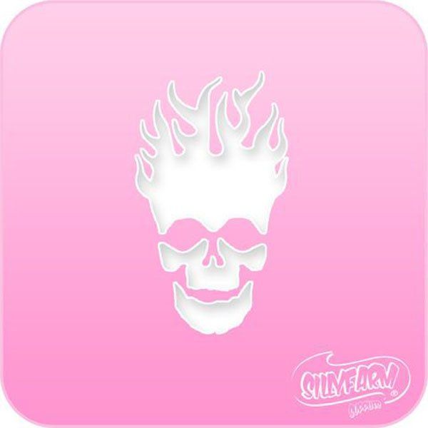 Plantilla Facepaint Sillyfarm Cráneo en llamas